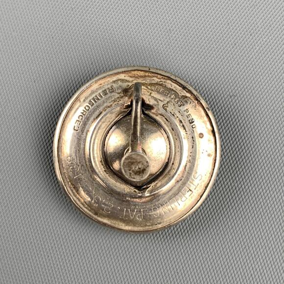 VINTAGE Sterling Silver Engraved Circle Earrings - Picture 4 of 4